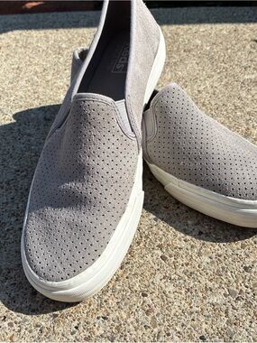 Keds Ladies Double Decker Suede Sneaker Sz 8.5 Gray Casual Slip On Sporty